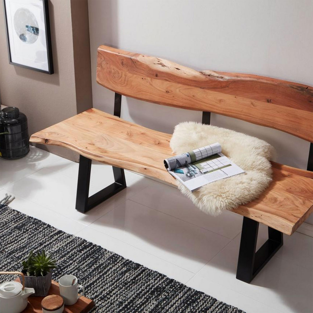 Wohnling Esszimmerbank „Gaya“ 160x83,5x60 cm, Akazie Bild 3