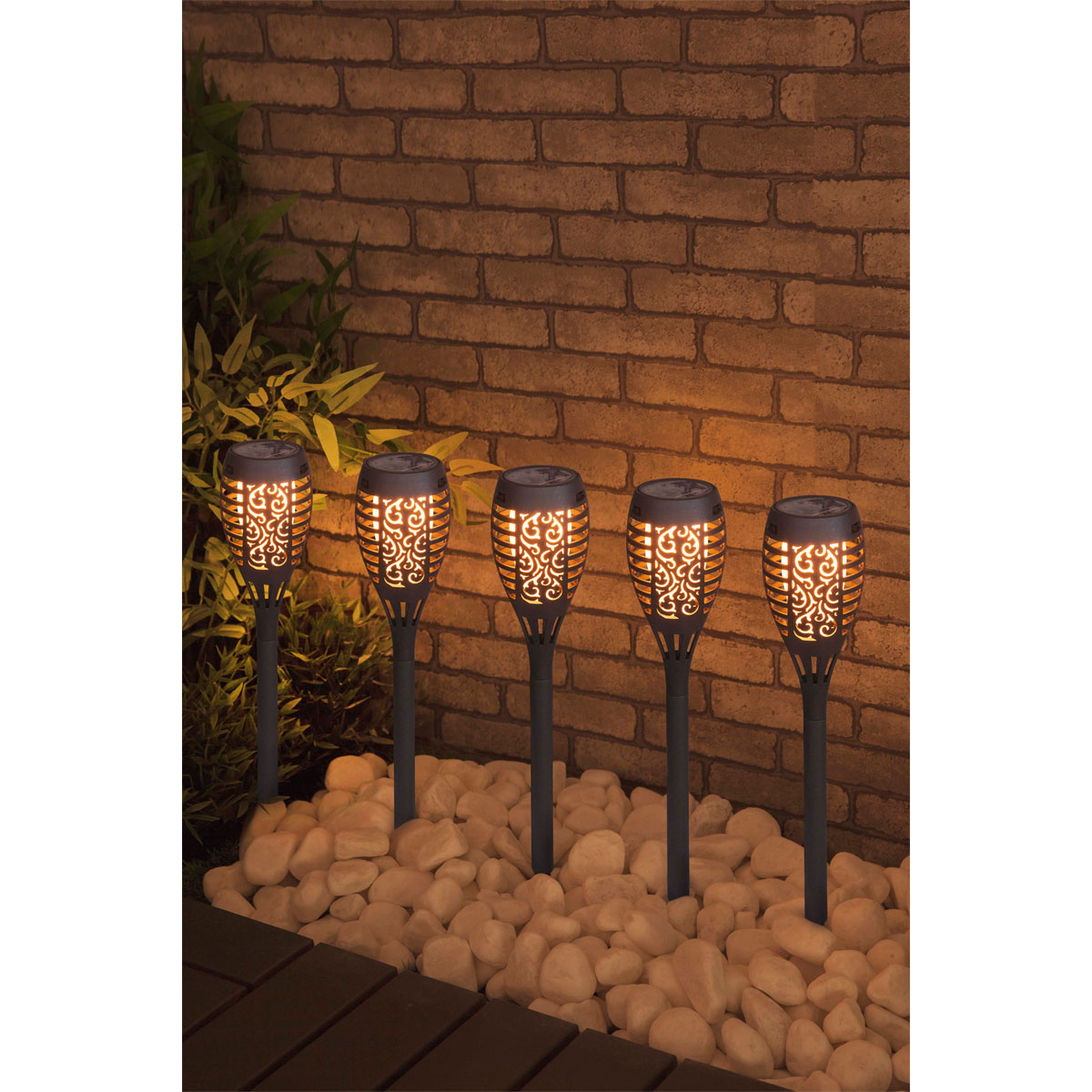 Flector Garten LED-Solarfackel Flame schwarz 5er-Set Bild 3