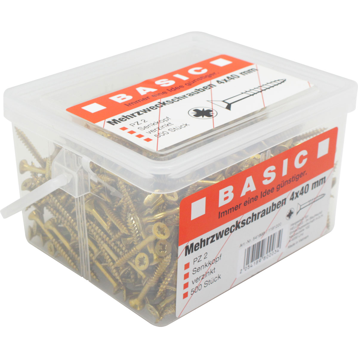 Basic Mehrzweck-Schrauben-Eimer 4,0 x 40 mm 500 Stück im Eimer Bild 3