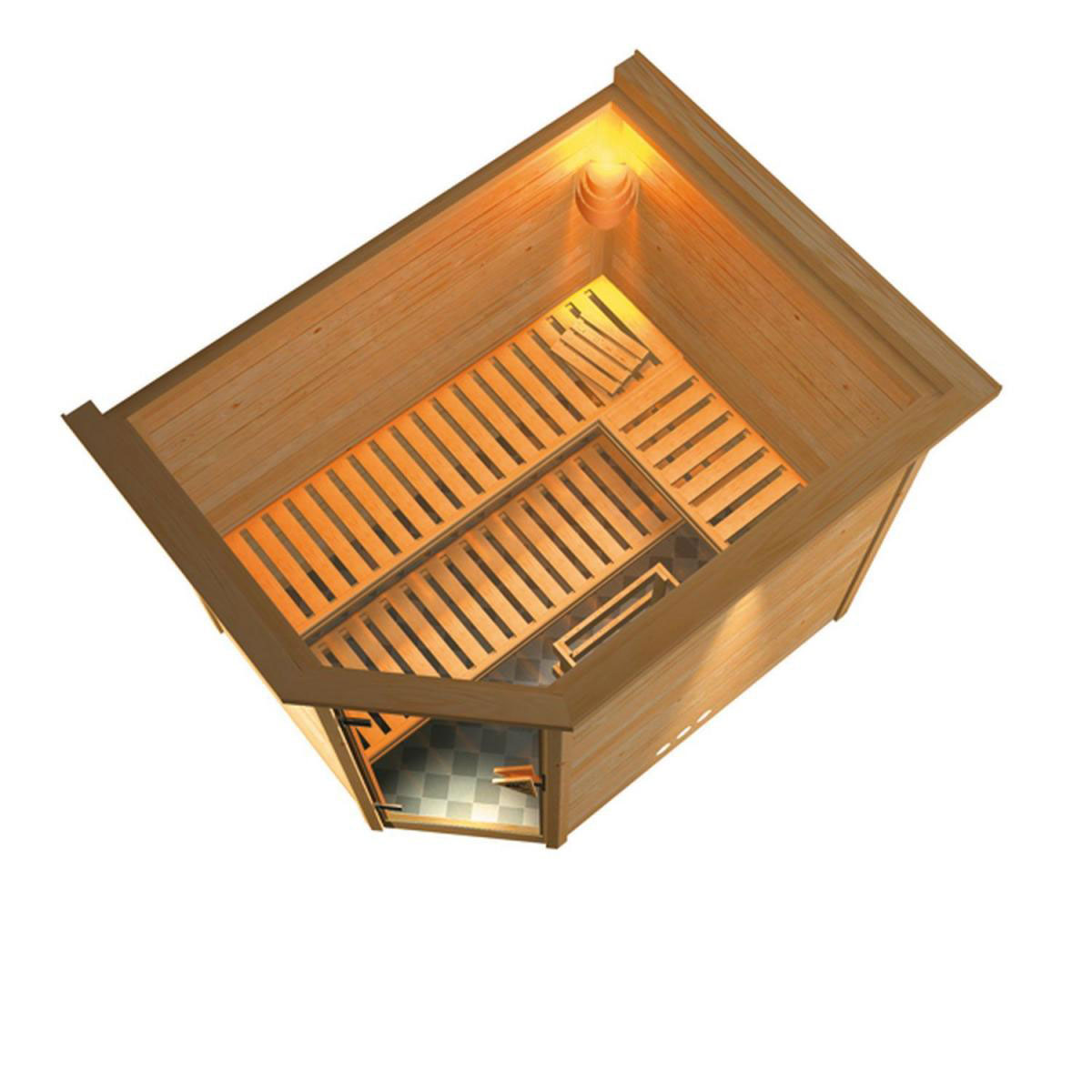 Karibu Massivholzsauna Tanami 40 mm ohne Ofen mit Kranz Bild 4