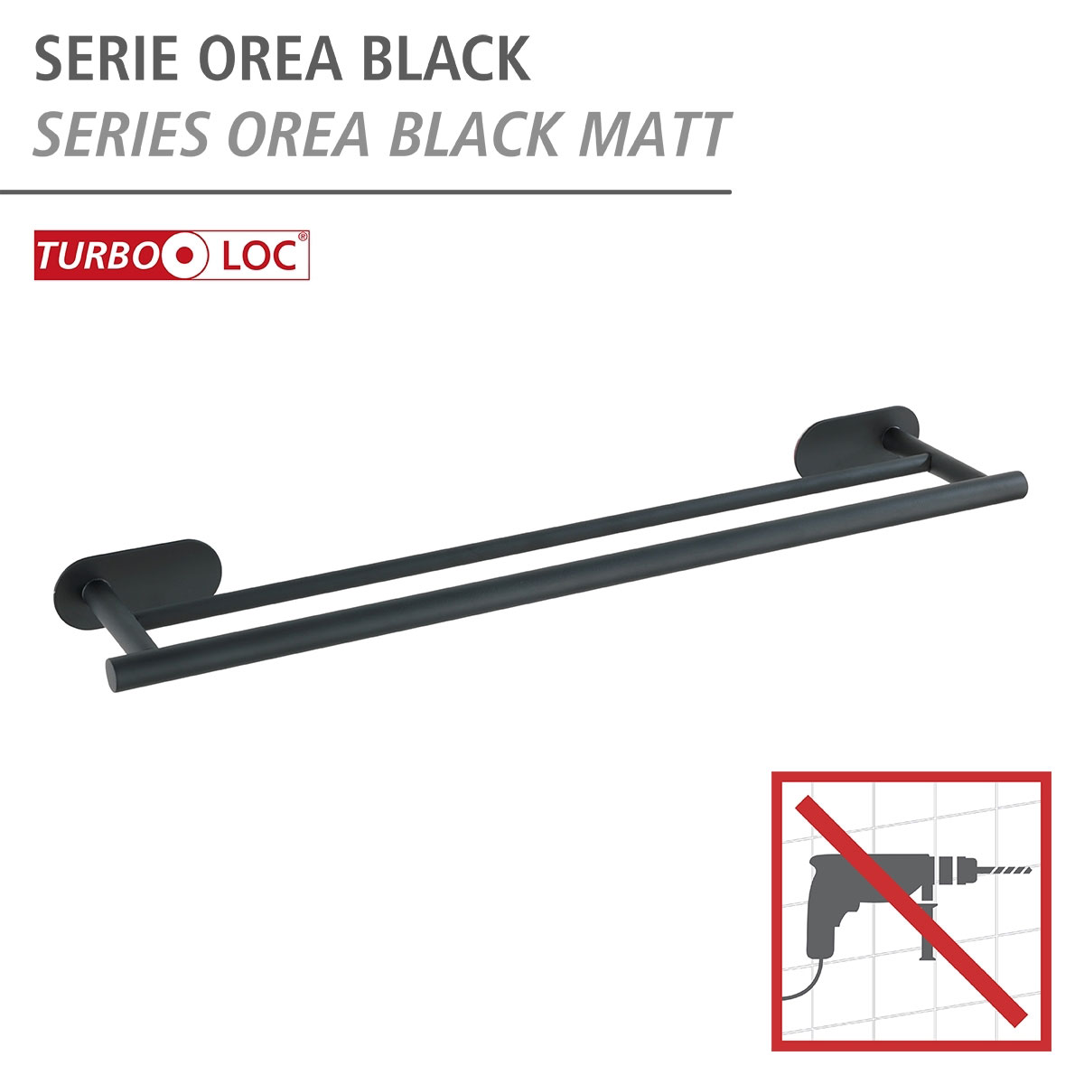 Wenko  Turbo-Loc Edelstahl Badetuchstange Duo Orea Black Matt Handtuchstange Befestigen ohne bohren Bild 2