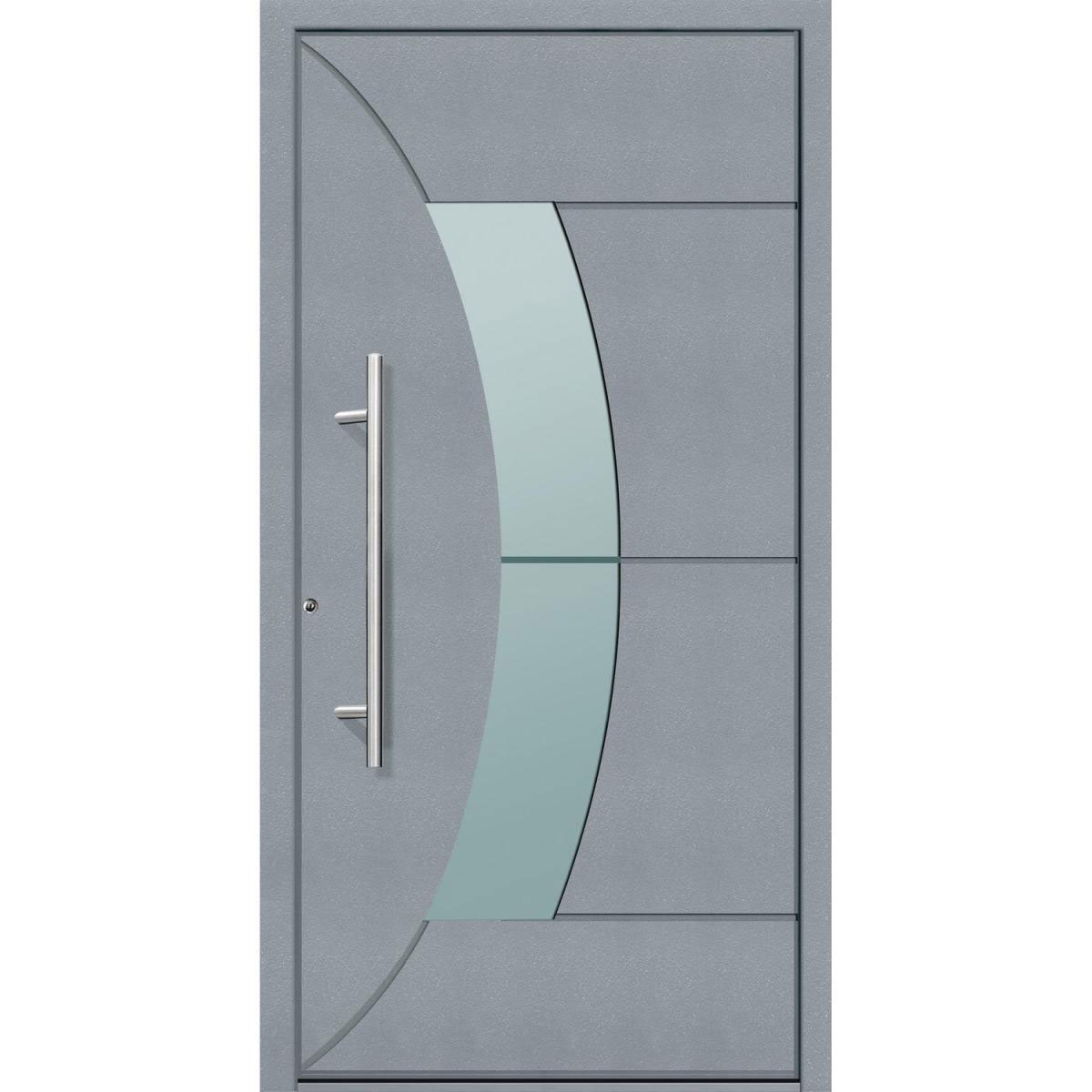 Aluminium Sicherheits-Haustür „Verona Superior“, 60mm, grau, 100x210 cm, Anschlag links, inkl. Griffset