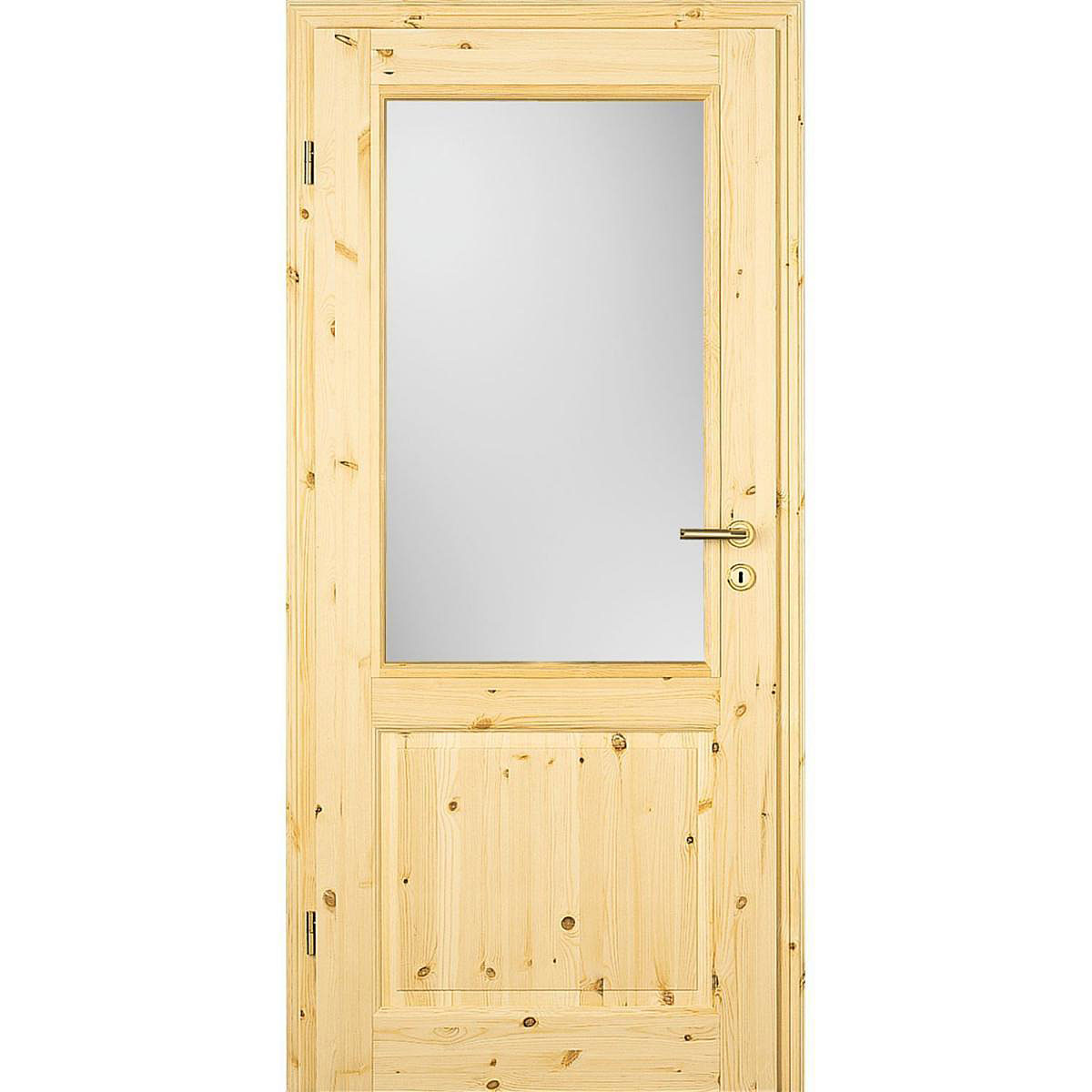 Zimmertür „Landhaus 03“ mit Lichtausschnitt Kiefer roh 73,5x198,5 cm, DIN links