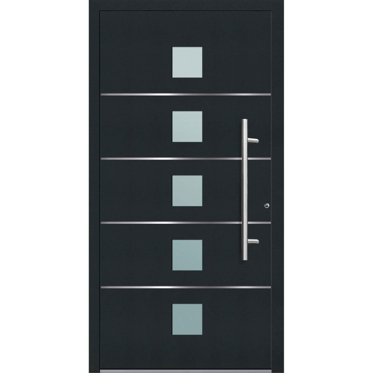 Aluminium Sicherheits-Haustür „Triest Exklusiv“, 75mm, anthrazit, 100x210 cm, Anschlag rechts, inkl. Griffset