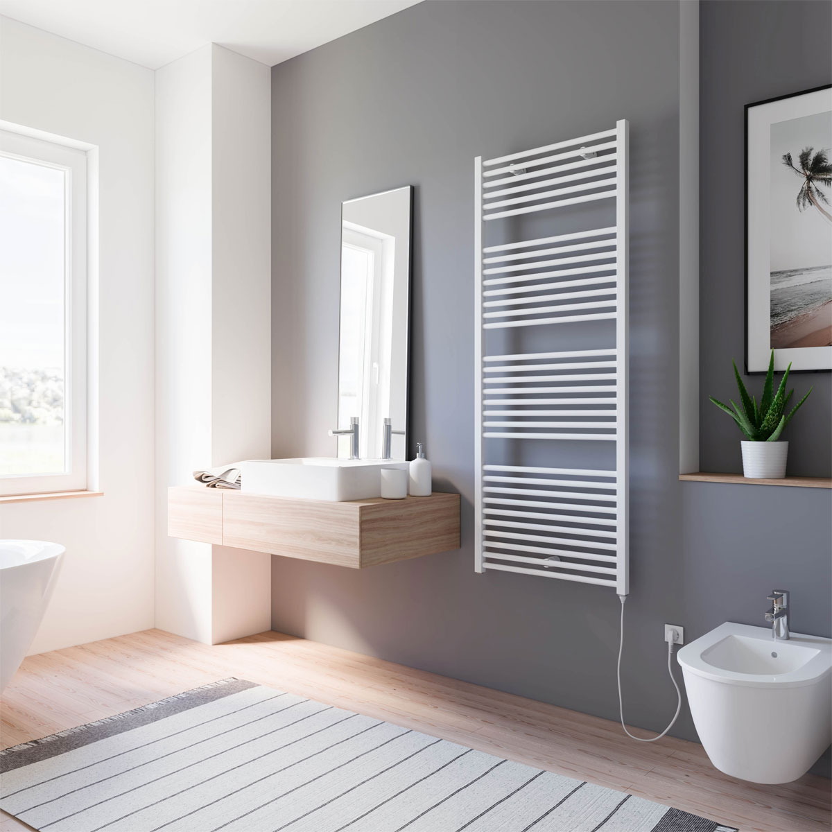 Schulte  Handtuchwärmekörper Turbo steckerfertig inklusive Heizstab 1 Anschluss rechts 60 cm x 153,5 cm
