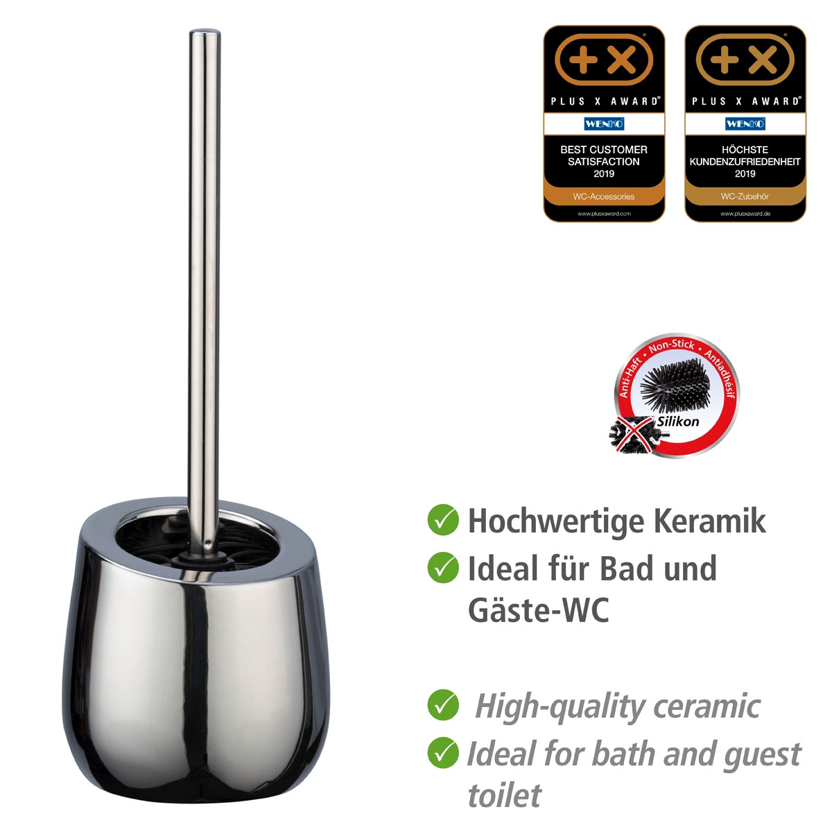 Wenko  WC-Garnitur Badi Chrom Keramik WC-Bürstenhalter Bild 3