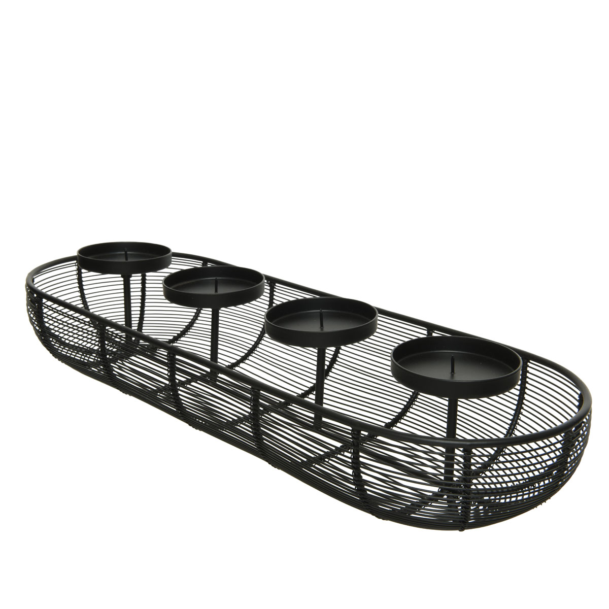 Adventskerzenhalter schwarz Metall oval