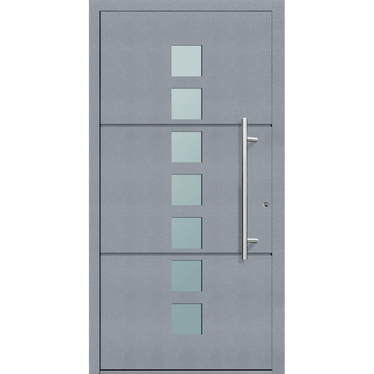 Aluminium Sicherheits-Haustür „Tarent Exklusiv“, 75mm, grau, 110x210 cm, Anschlag rechts, inkl. Griffset