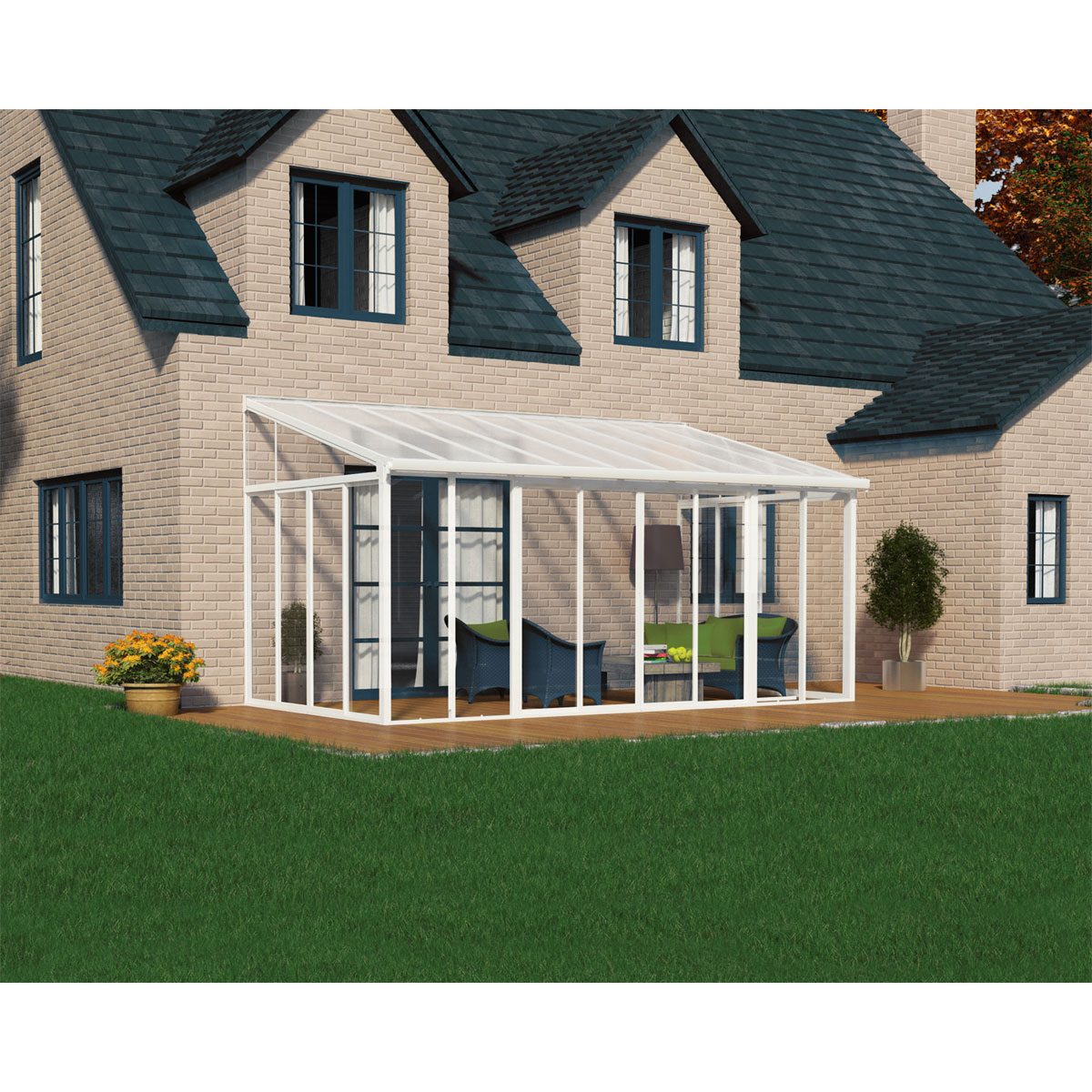 Palram Canopia SanRemo Alu Wintergarten Polycarbonat 3x5,6 m weiß Bild 2