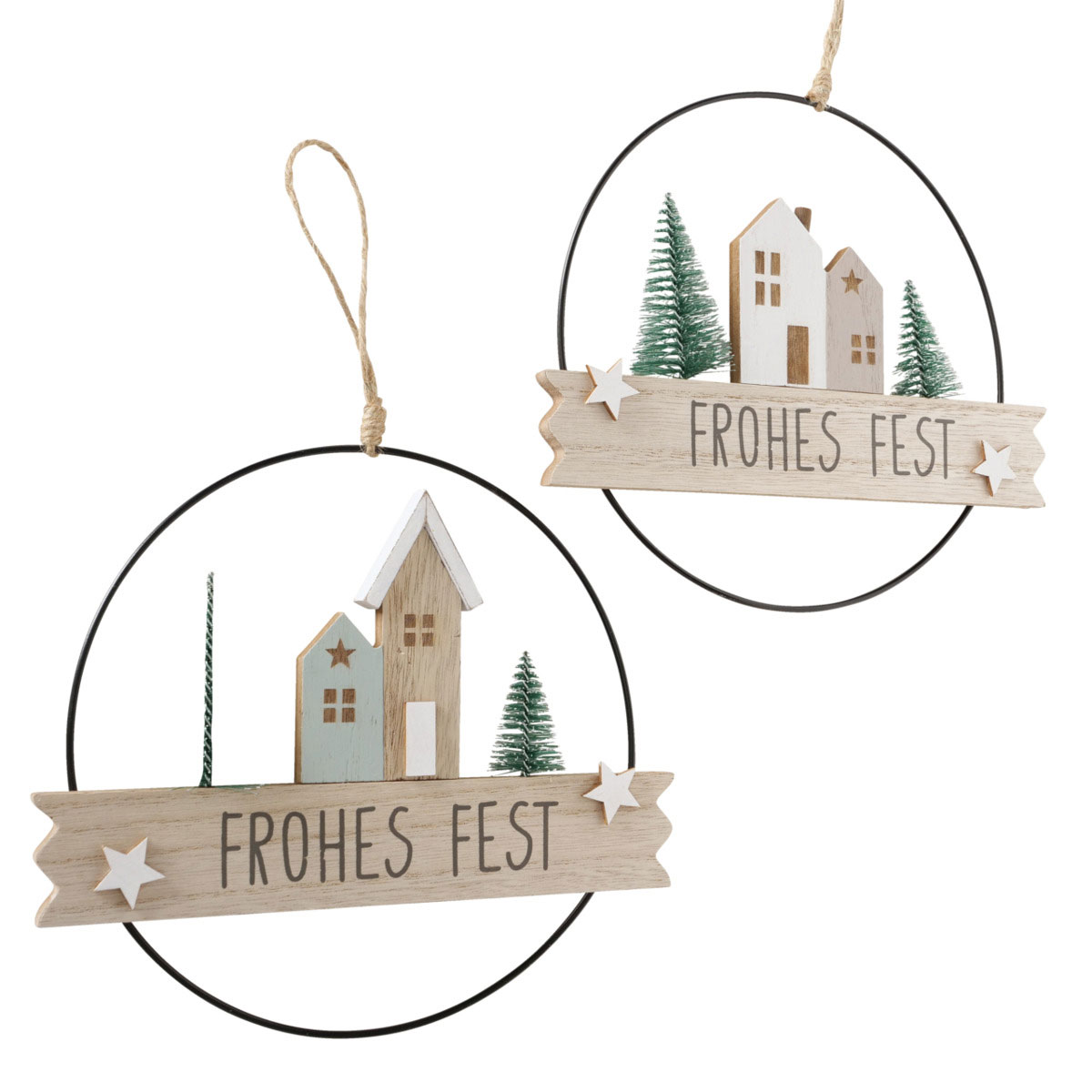 Dekoanhänger Gustaf sortiert Rund 22 x 2 x 20 cm schwarz grün natur weiss Metall Bild 6