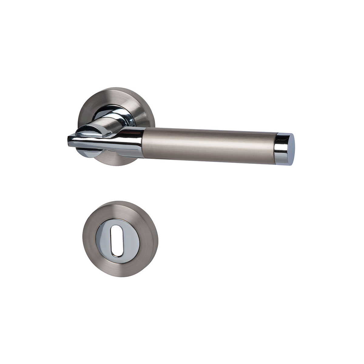 Alpertec Rosettengarnitur Solid 6-R Chrom poliert/edelstahlfärbig satiniert BB