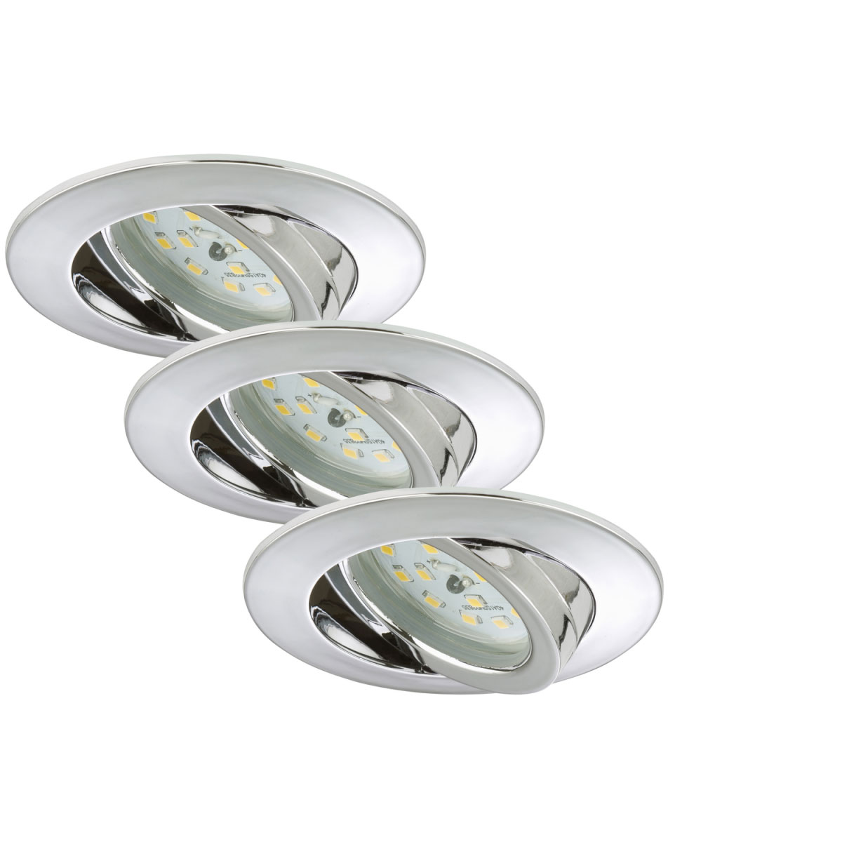 Briloner LED-Einbauleuchte 3er-Set schwenkbar chrom