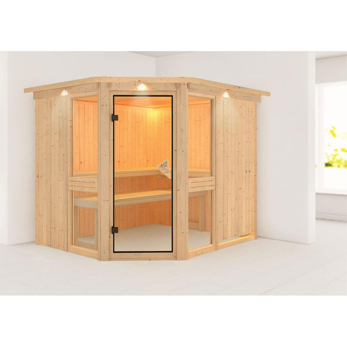 Karibu Amelia 3 Eckeinstieg ohne Ofen mit Kranz Bild 1