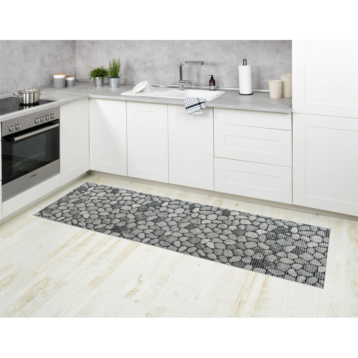 WENKO Badematte Sidyma – 60x90 Cm, Aus 100% Bio-Baumwolle, Rutschhemmend & Waschbar (beige, Shaggy-Optik)