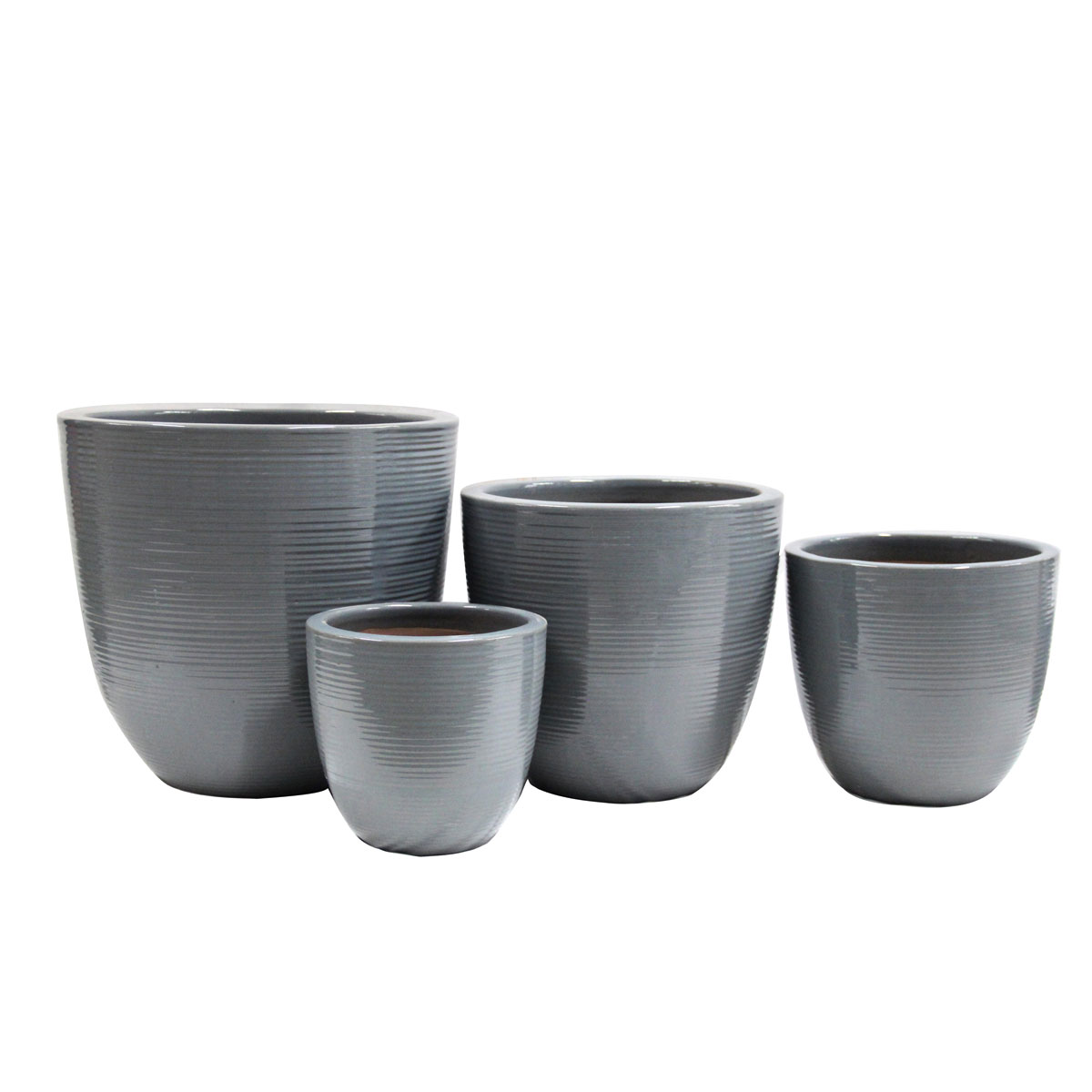 Haveson Pflanztopf Feine Rille 22 x 22 cm grau glasiert