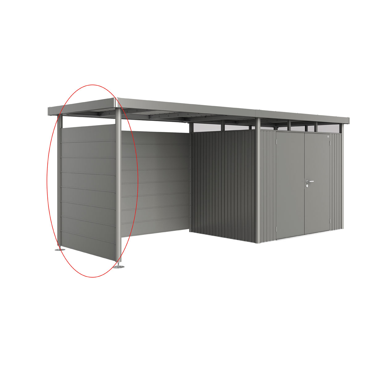 Biohort Seitenwand für Seitendach zu Gerätehaus HighLine H2 quarzgrau-metallic