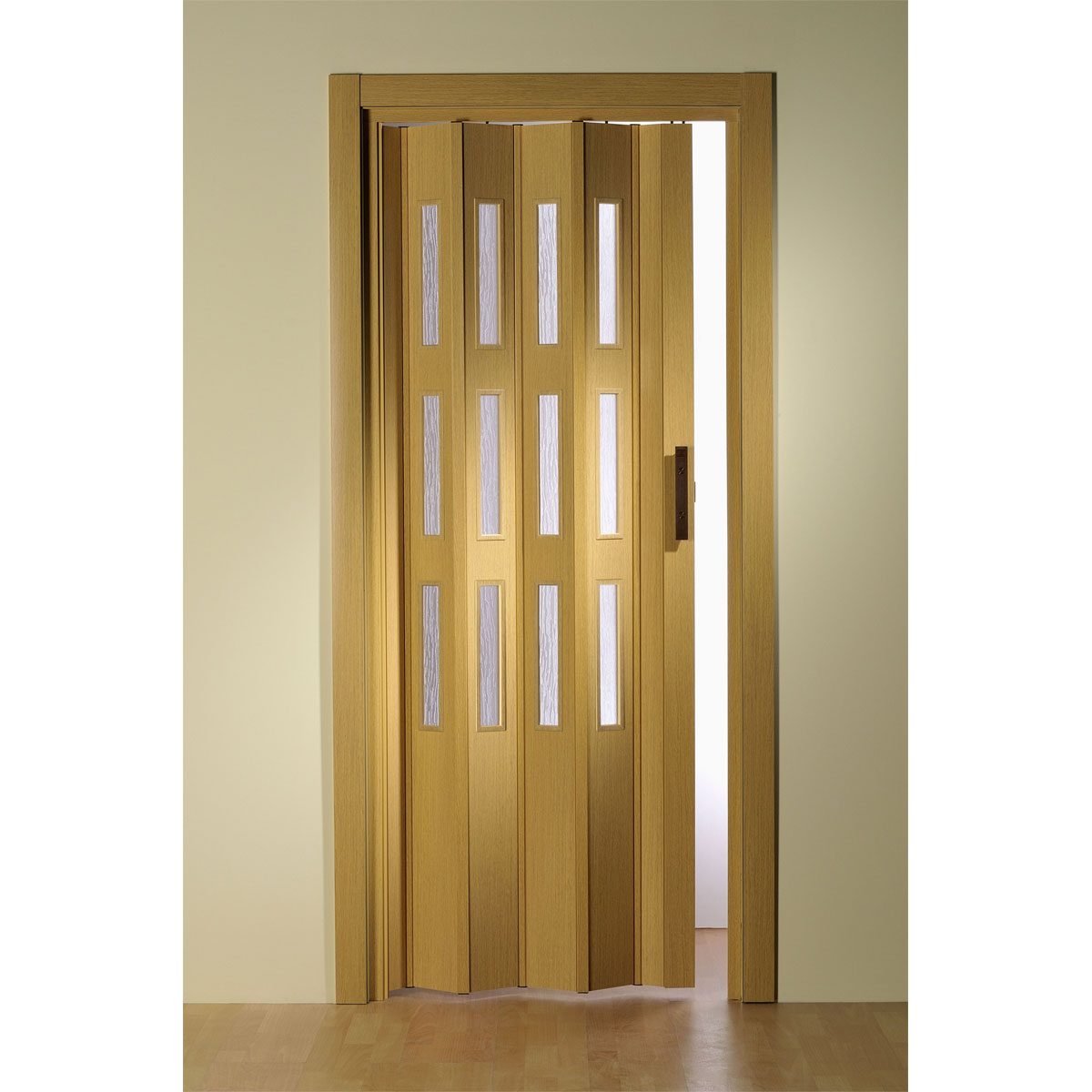 FORTE Kunststoff-Falttür Luciana B 88,5 x H 202 cm Eiche hell 3 Fenster