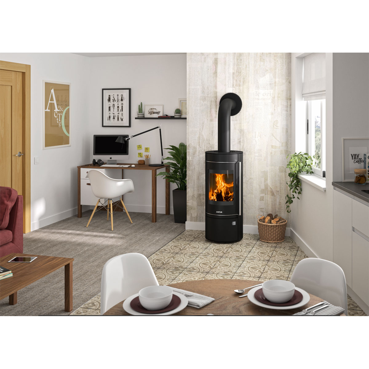 Justus Kaminofen Mino Top 2.0 mit Abdeckplatte Stahl Schwarz Bild 3