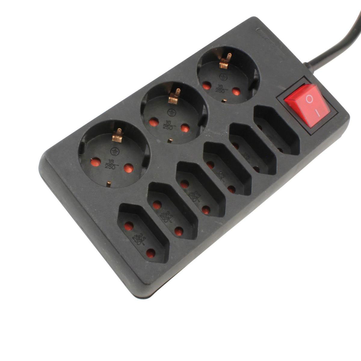 Steckdosenleiste 1,4 m 9-fach mit Schalter schwarz