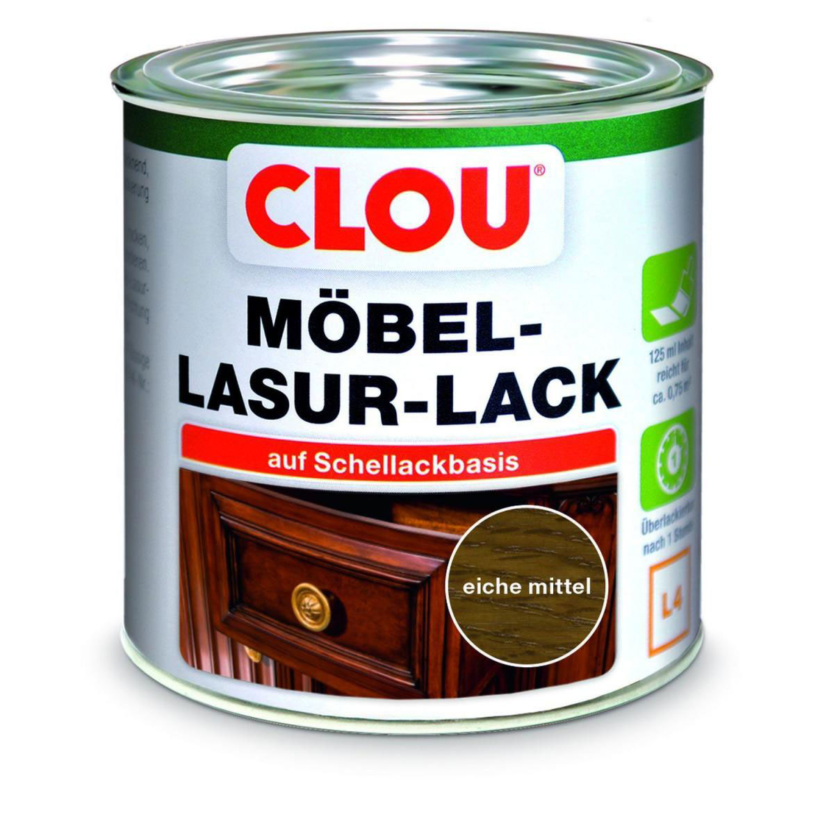 Clou L4 Möbel-Lack Eiche mittel 125 ml