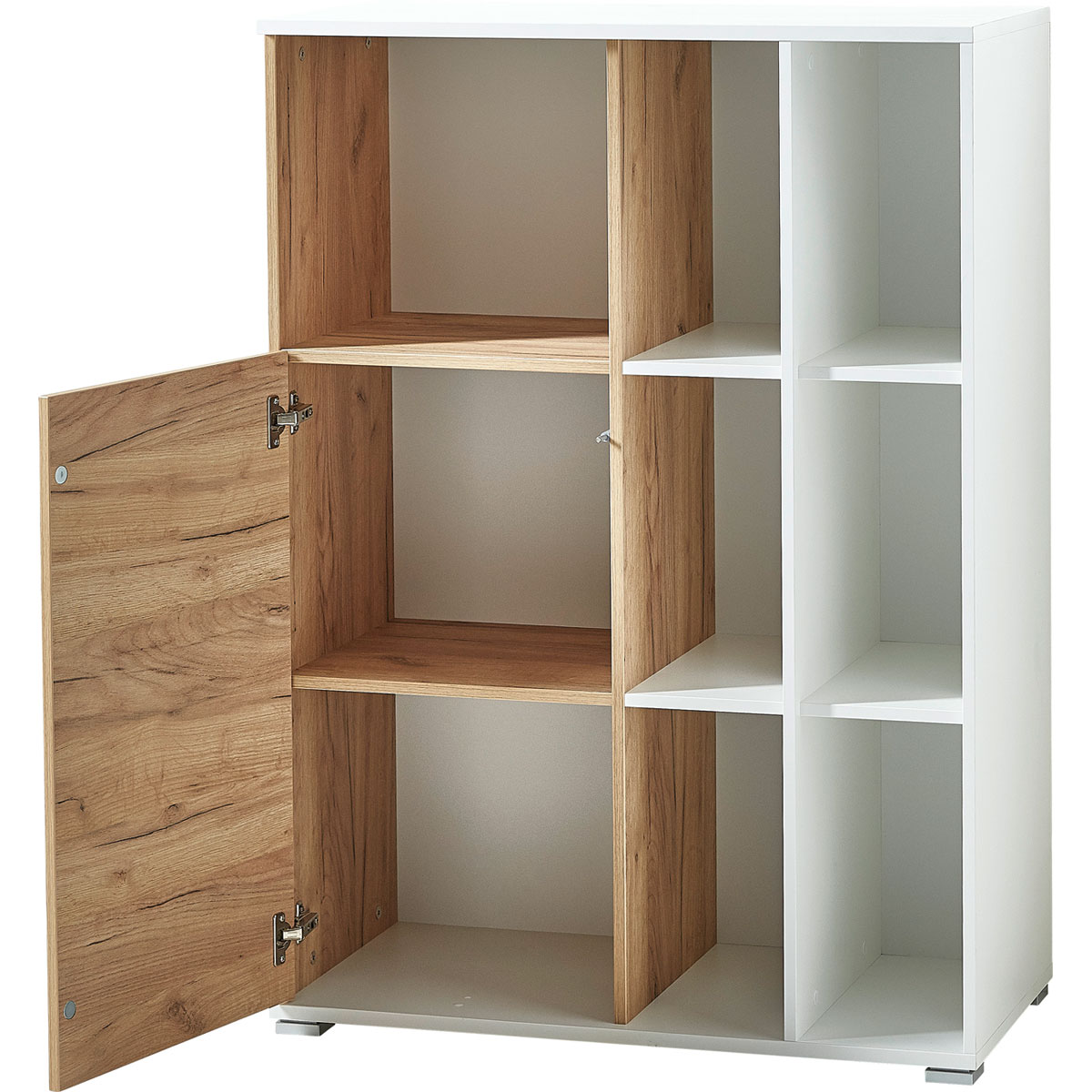 Aktenschrank Lionel mit offenen Fächern und Push-to-open Technik 85 x 120 x 40 cm weiß/Navarra-Eiche-Nachbildung Bild 2