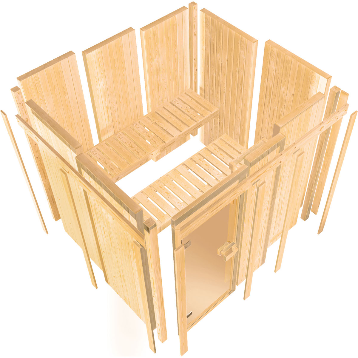 Karibu Sauna Alcinda 2 naturbelassen Bio externe Steuerung ohne Dachkranz Bild 8