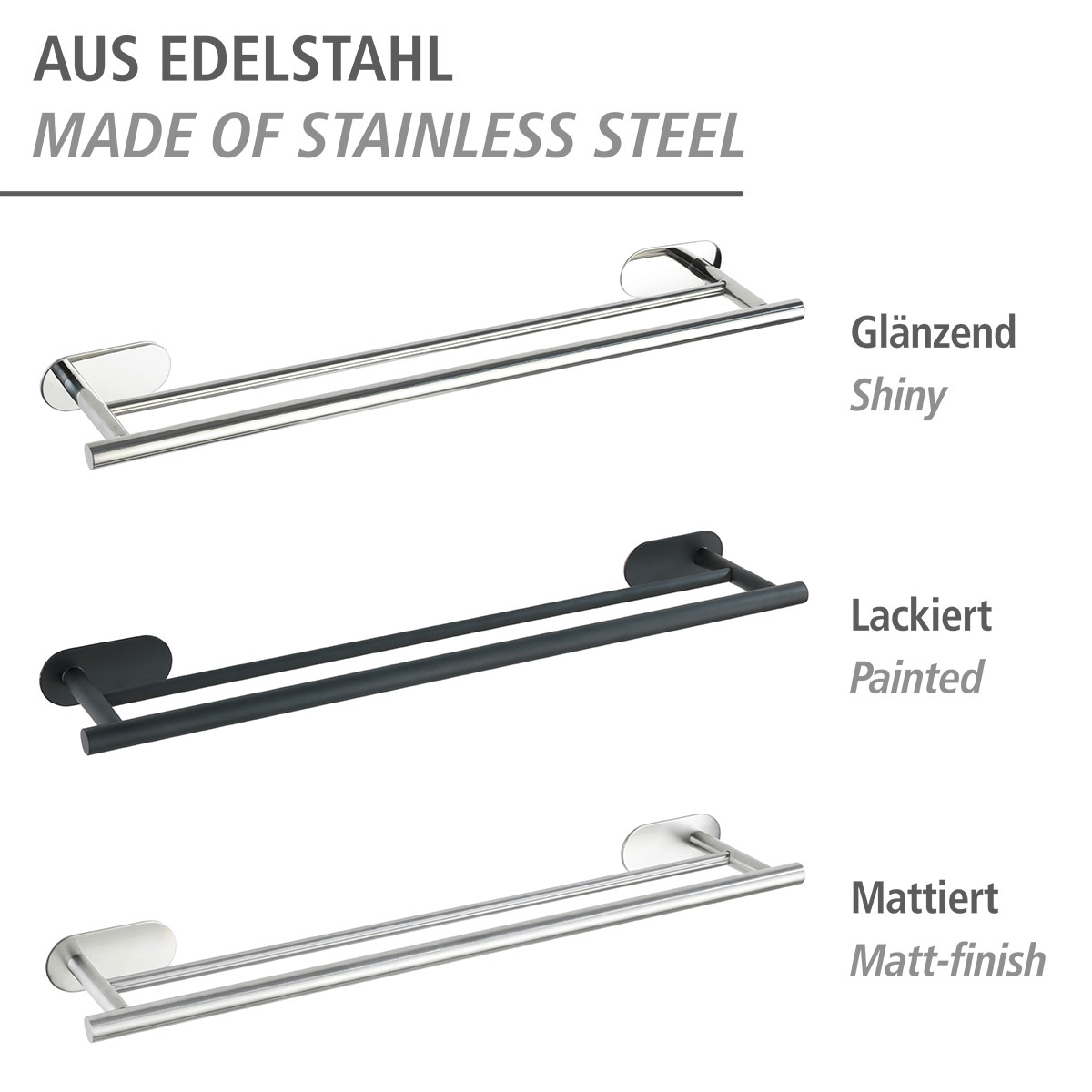 Wenko  Turbo-Loc Edelstahl Badetuchstange Duo Orea Black Matt Handtuchstange Befestigen ohne bohren Bild 5