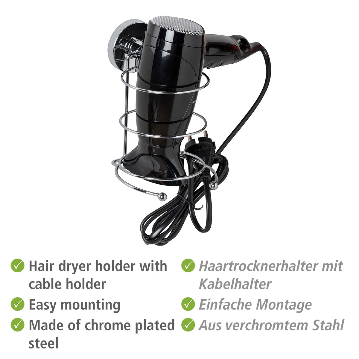 Wenko Haartrocknerhalter Befestigen ohne bohren Vacuum-Loc Bild 3