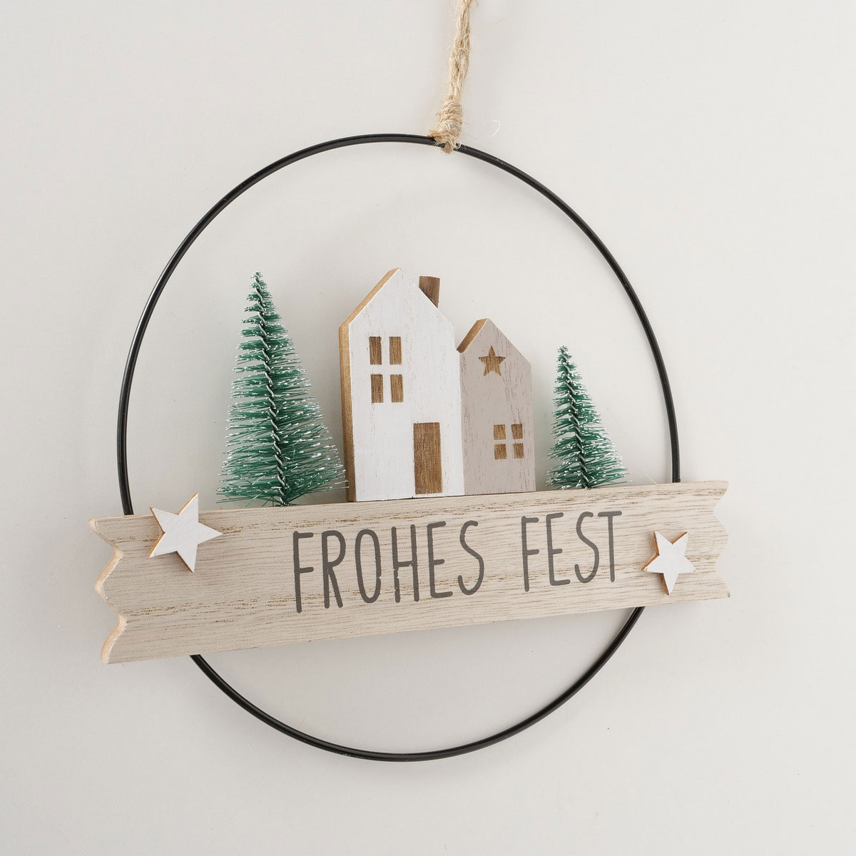 Dekoanhänger Gustaf sortiert Rund 22 x 2 x 20 cm schwarz grün natur weiss Metall Bild 3