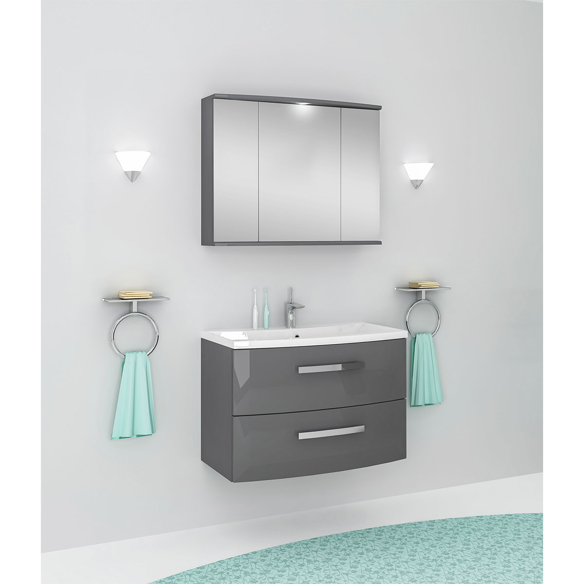 Waschbeckenunterschrank Olivia anthrazit