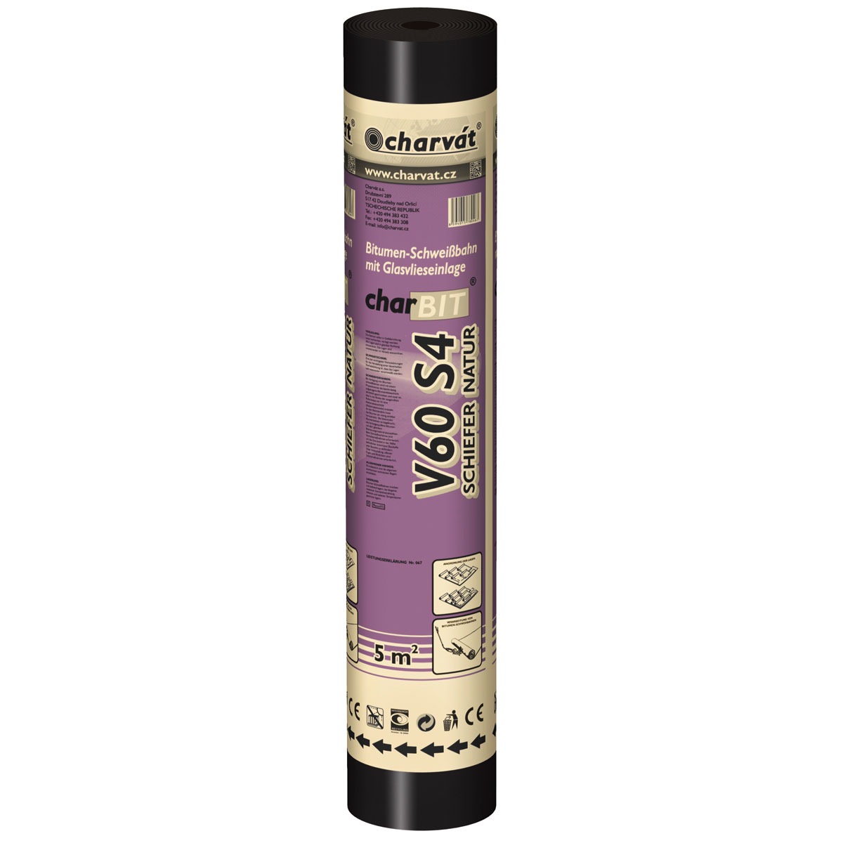 Dachpappe charBIT V60 S4 mit Glasvlieseinlage schiefer natur