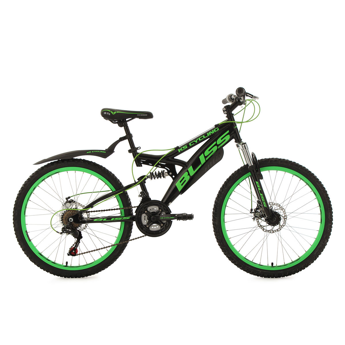 Jugend-Mountainbike „Bliss“, Fully, schwarz-grün