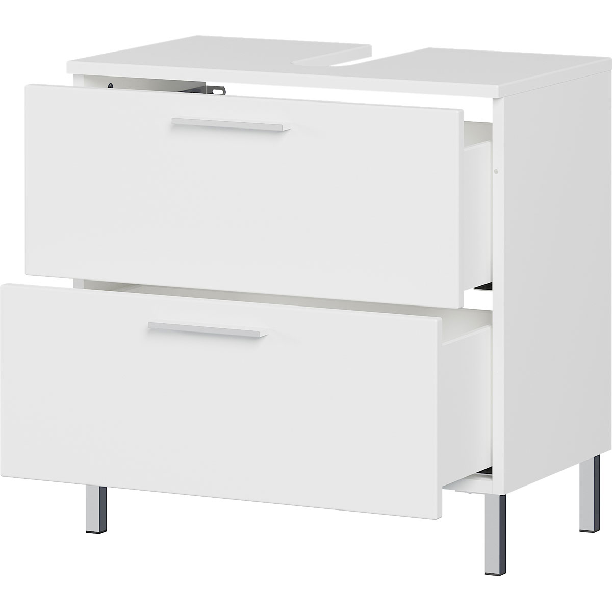 Badmöbel-Set 2, weiß, 4-tlg., inkl. Waschbeckenunterschrank, Spiegel, Hängeschrank und Unterschrank, Supermatt