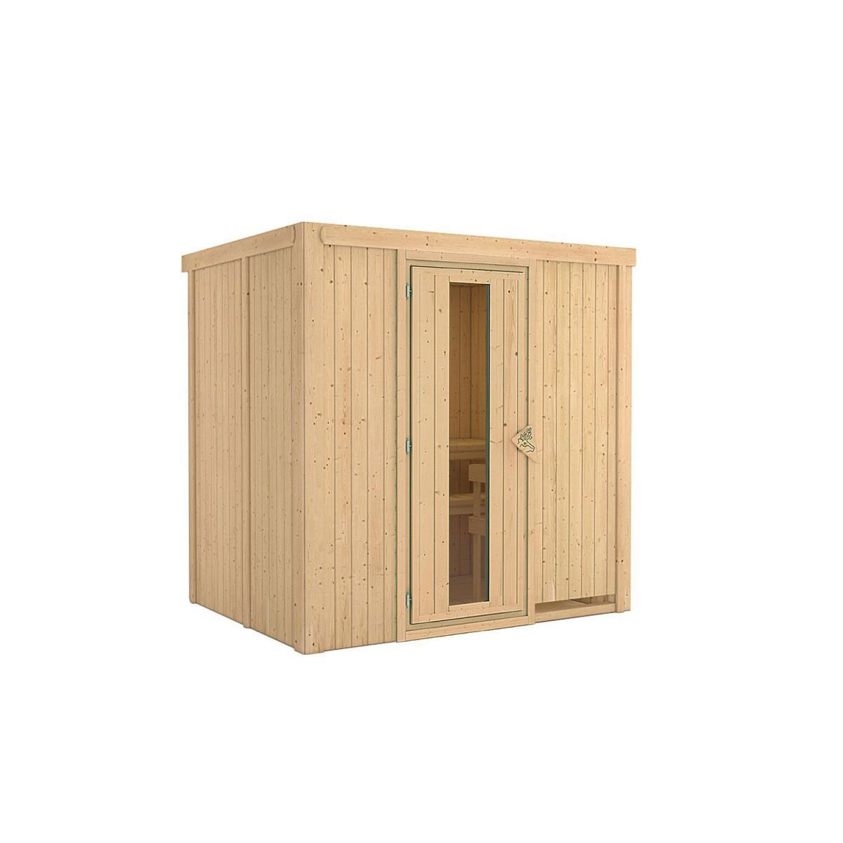 Karibu Sauna Fanja Fronteinstieg ohne Ofen kein Kranz Klarglas-Tür Bild 1