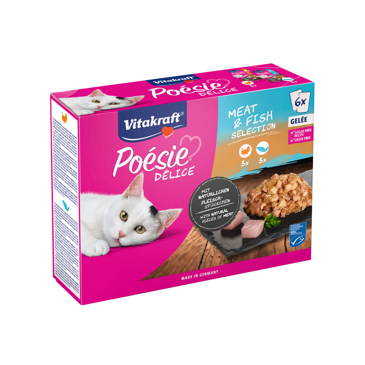 Vitakraft Poesie Delice Gelee MP Pute+Lachs 6 x 85g