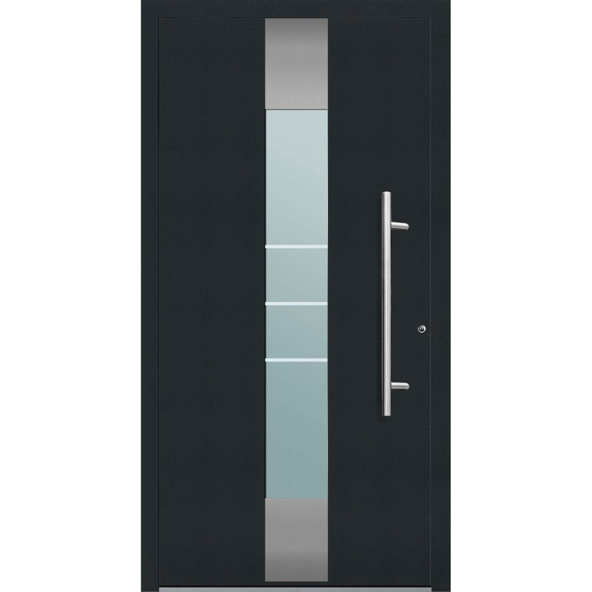 Aluminium Sicherheits-Haustür „Catania Exklusiv“, 75mm, anthrazit, 100x210 cm, Anschlag rechts, inkl. Griffset