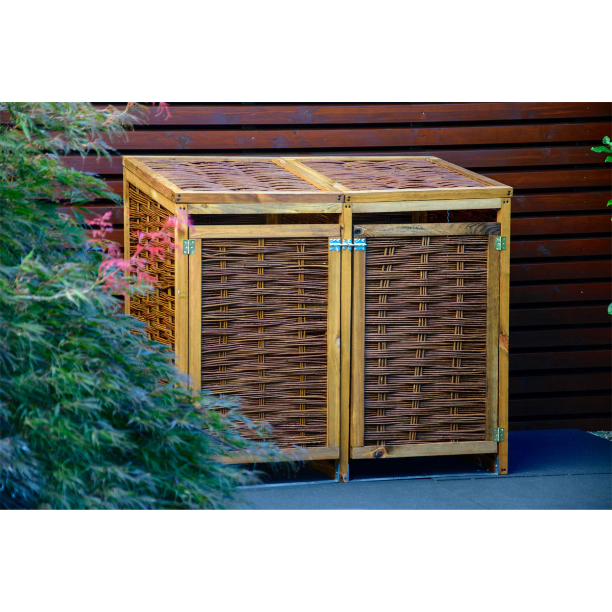 dobar Holz-Mülltonnenbox 125 x 80 x 115 cm braun Bild 5