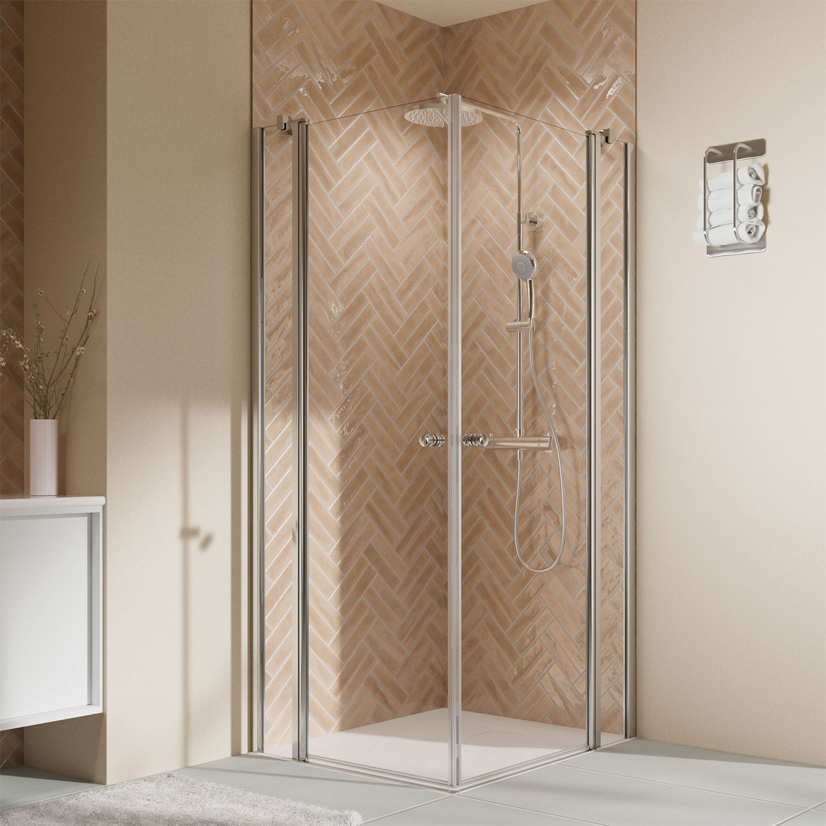 Breuer  QUICK72 Elana 2.0 Eckeinstieg Drehtüren Alu chromeffekt Klarglas 800/800 mm