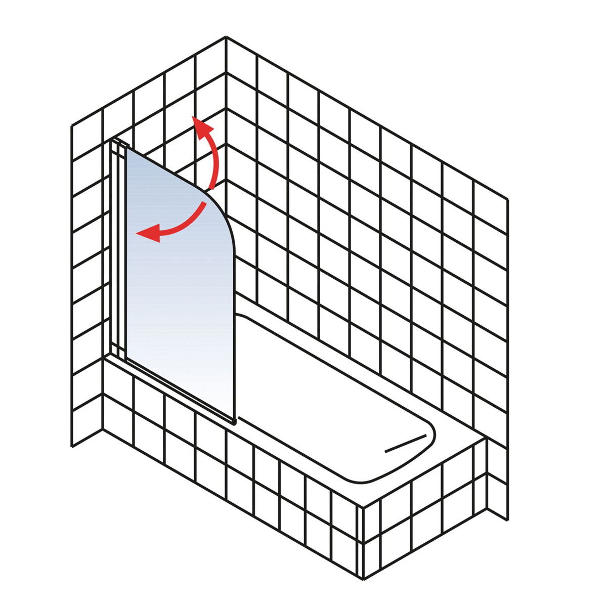 Schulte Komfort Badewannenfaltwand-1 teilig 140 x 80 cm Mattschwarz Klar hell Bild 3