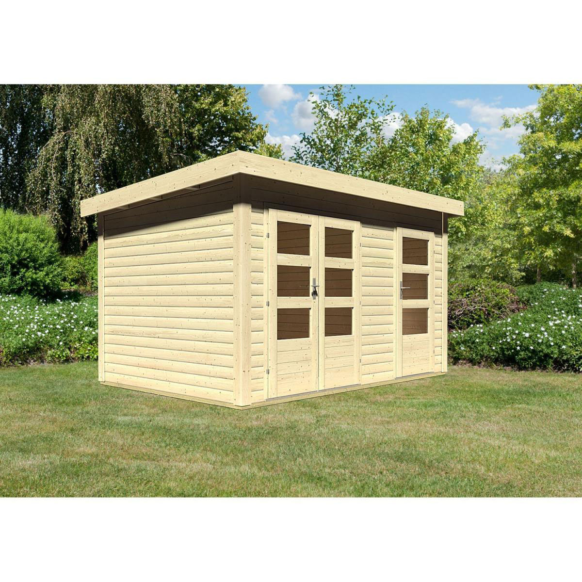 Karibu Gartenhaus Schönbuch 1/2 naturbelassen 366 x 246 x 227 cm