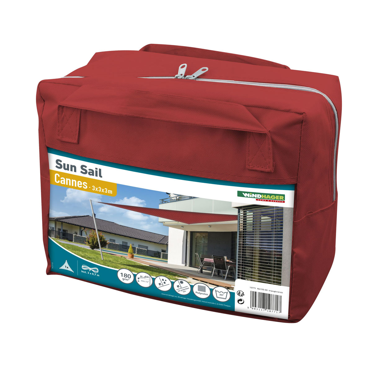 Dreieck-Segel Cannes 3 x 3 x 3 m brick Bild 4