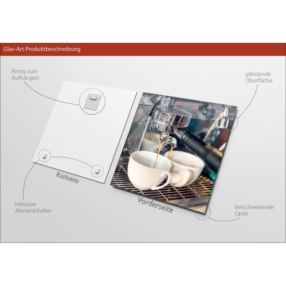 Glas-Art Cafe III 20 x 20 Glasbild Bild 3