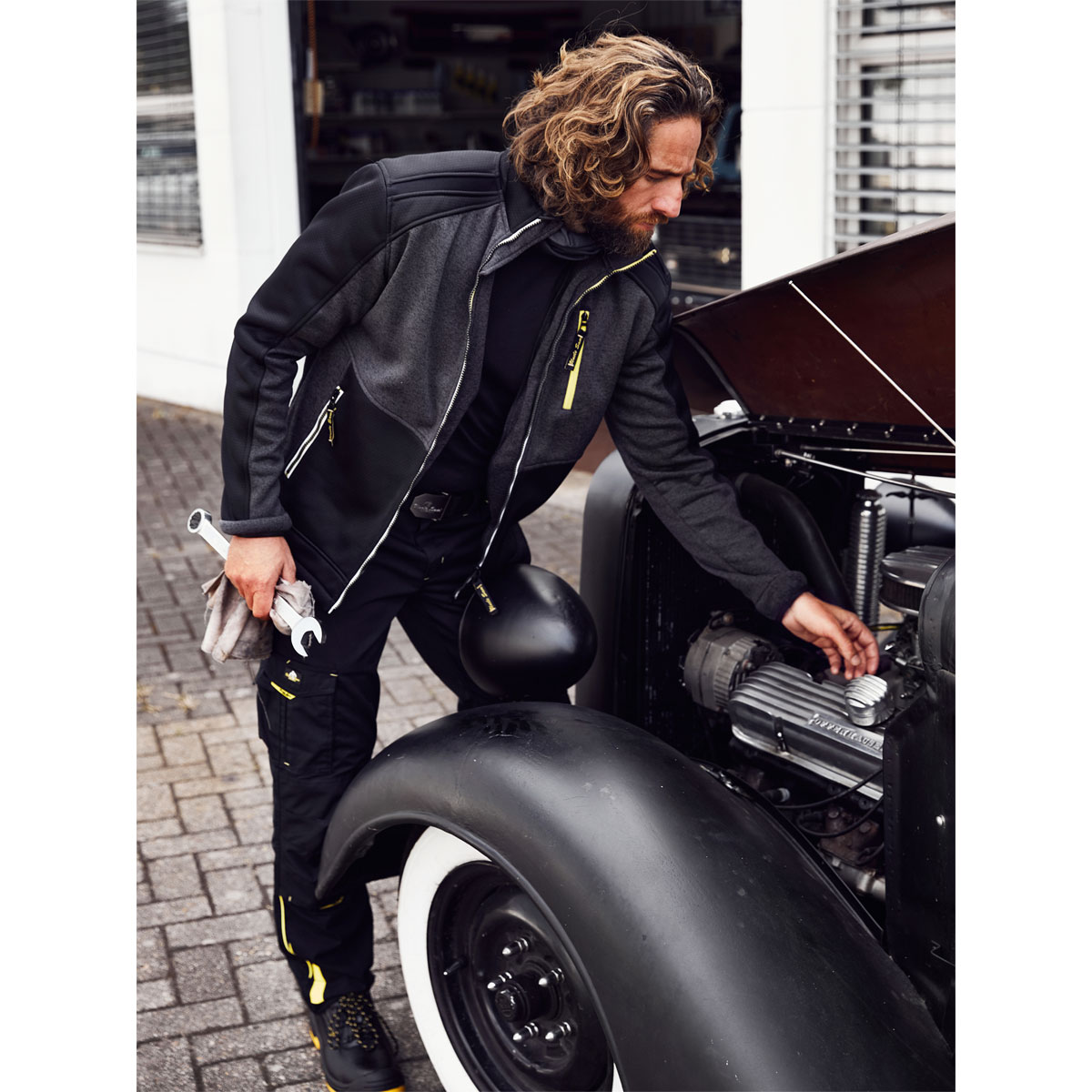 Terrax Workwear Herren-Strickfleecejacke schwarz/gelb Größe M Bild 3