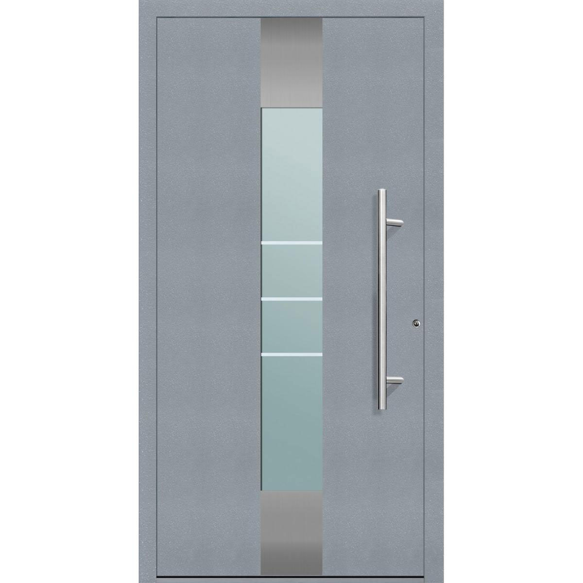 Aluminium Sicherheits-Haustür „Catania Exklusiv“, 75mm, grau, 110x210 cm, Anschlag rechts, inkl. Griffset