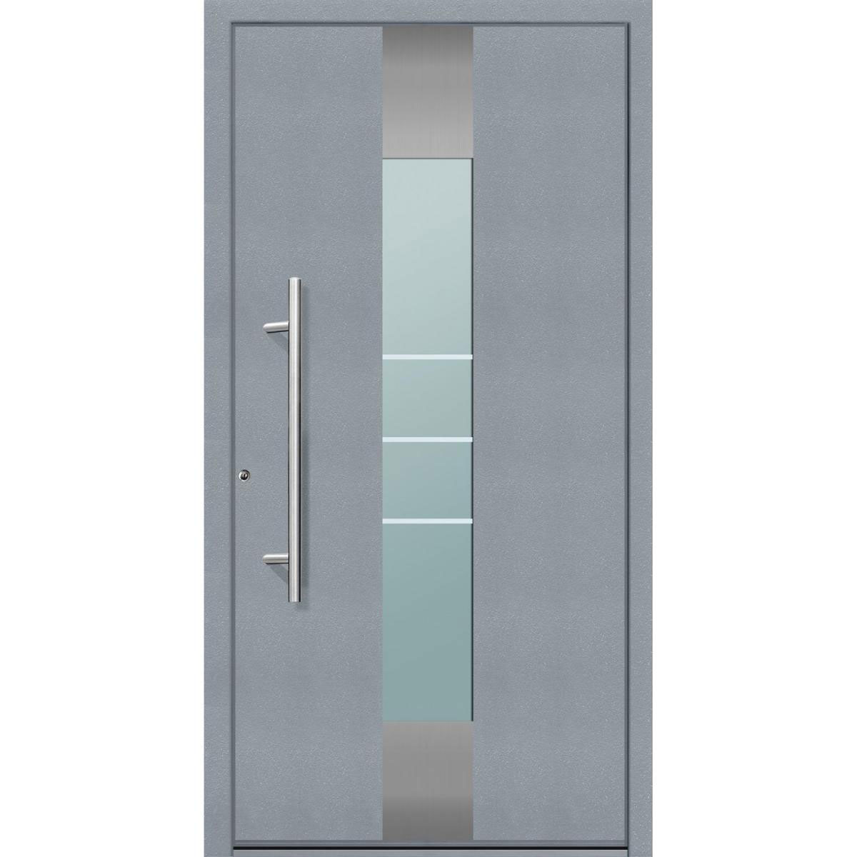 Aluminium Sicherheits-Haustür „Catania Superior“, 60mm, grau, 110x210 cm, Anschlag links, inkl. Griffset