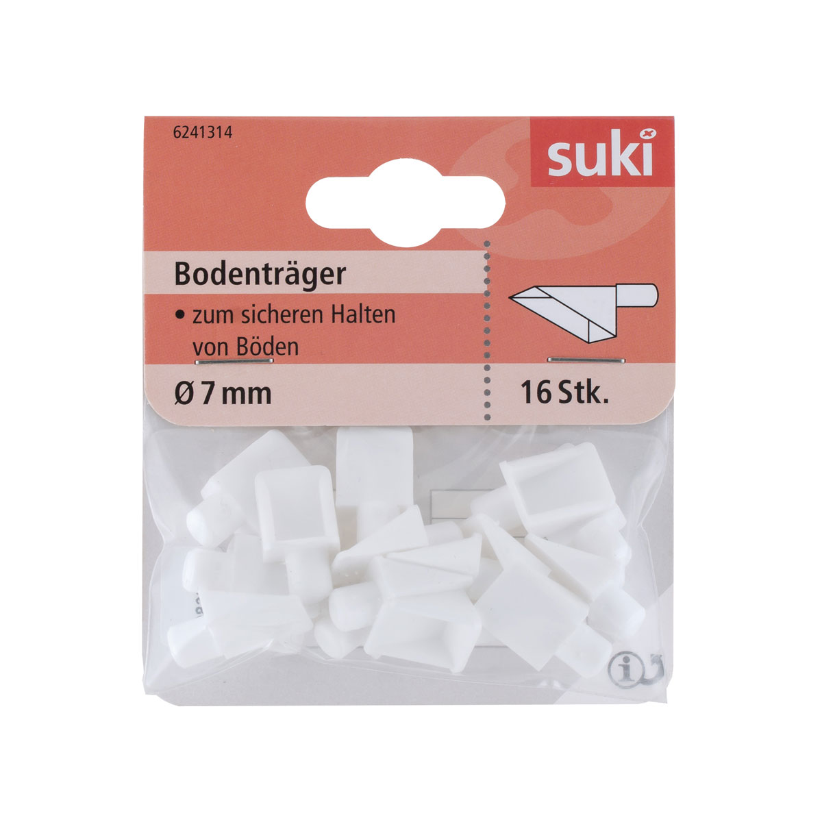 Suki Bodenträger Kunststoff Durchmesser 0,7 x 0,8 cm weiß 16 Stück