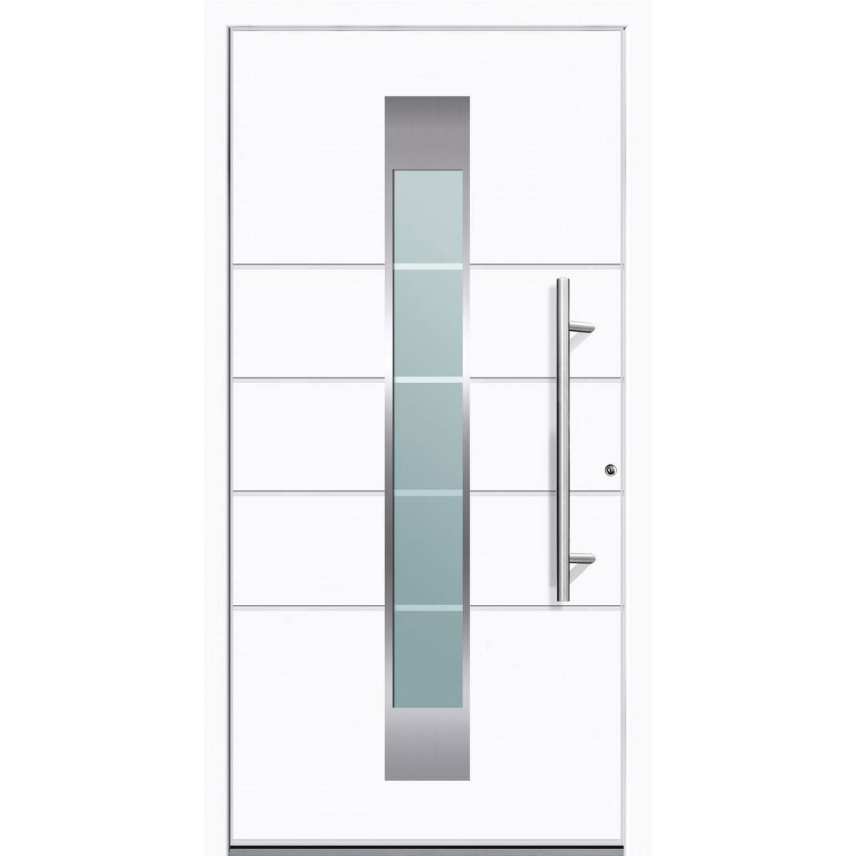 Aluminium Sicherheits-Haustür „Turin Superior“, 60mm, weiß, 110x210 cm, Anschlag rechts, inkl. Griffset