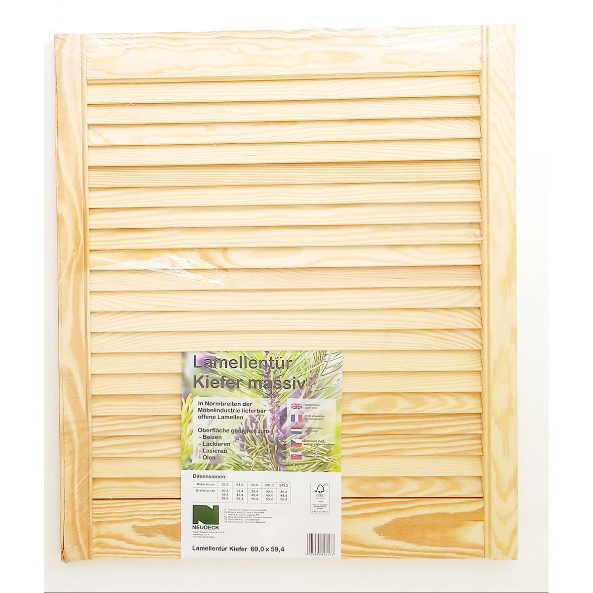 Lamellentür 69,0 x 59,4 x 2 cm Kiefer massiv