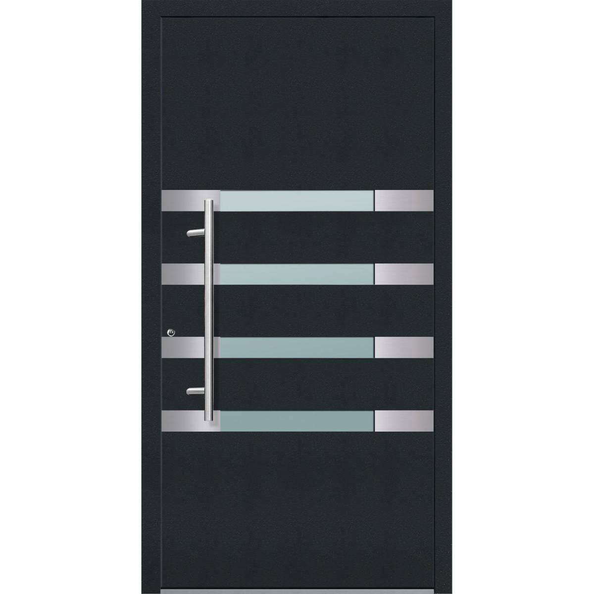 Aluminium Sicherheits-Haustür „Brescia Exklusiv“, 75mm, anthrazit, 100x210 cm, Anschlag links, inkl. Griffset