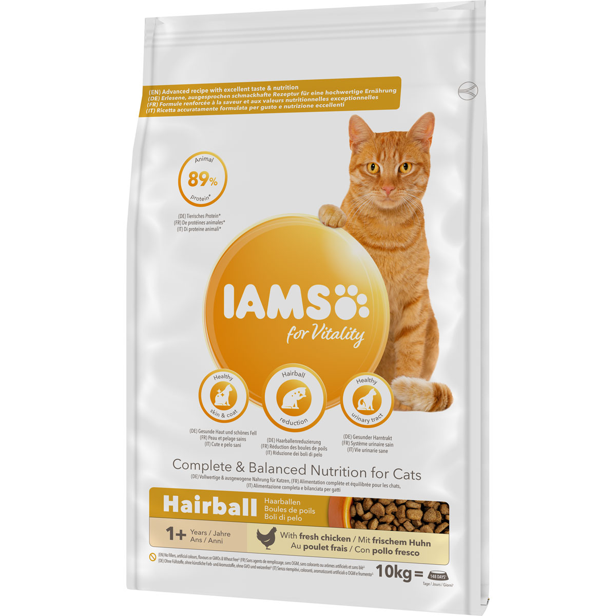 IAMS Trockenfutter Vital Katze Haarballen Huhn 10 kg